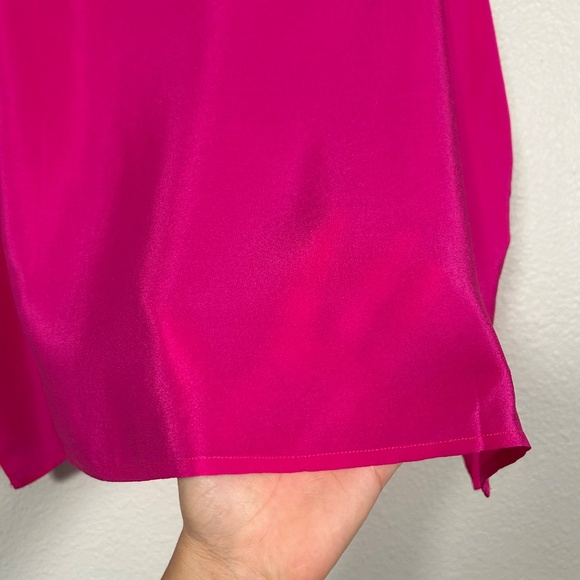 Maurada plus size 1X sleeveless blouse Hot pink 100% silk vintage satin - Picture 7 of 9